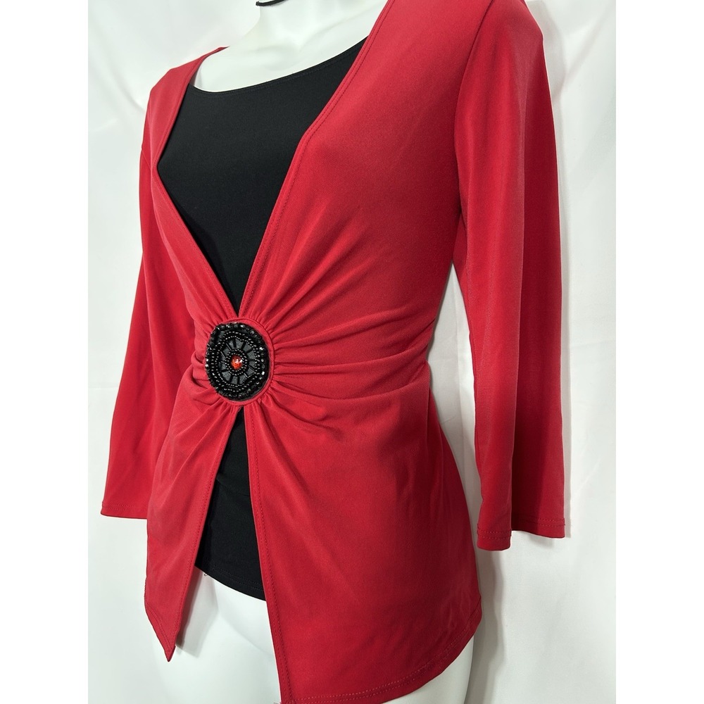 Vintage Womens Red/ Black Top Size S Y2K Goth Glam Whimsigoth‎ Witchy Vamp USA - Picture 5 of 12